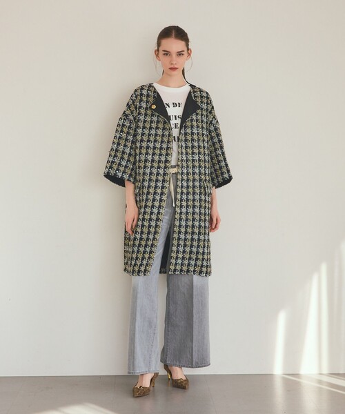 GRACE CLASS（グレースクラス）の「シャイニーツイードコート（その他アウター・レディース・ネイビー・36）」の4枚目の写真