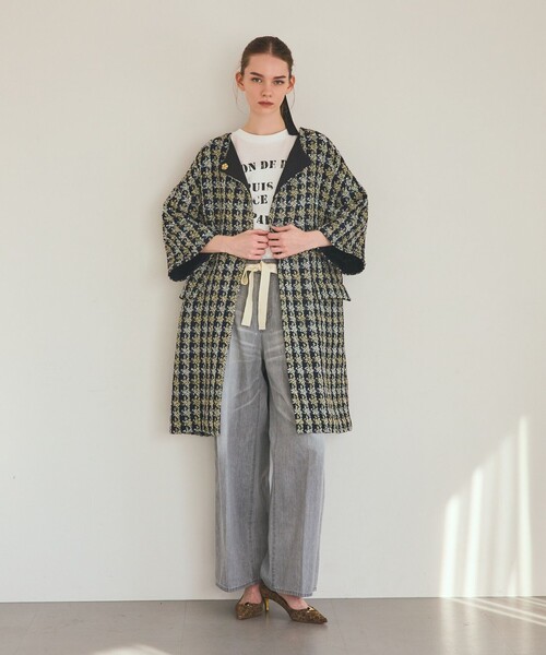 GRACE CLASS（グレースクラス）の「シャイニーツイードコート（その他アウター・レディース・ネイビー・36）」の5枚目の写真