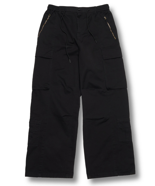 8P Banding Wide Cargo Pants Black