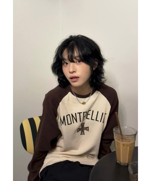 AMOU(アモウ)の「Montpellie Waffle Reglan Long sleeve BROWN(Tシャツ/カットソー・レディース・その他・1/2)」の4枚目の写真