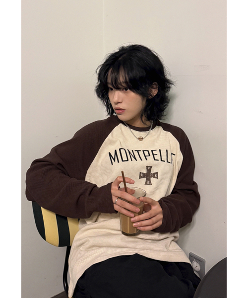 AMOU(アモウ)の「Montpellie Waffle Reglan Long sleeve BROWN(Tシャツ/カットソー・レディース・その他・1/2)」の5枚目の写真