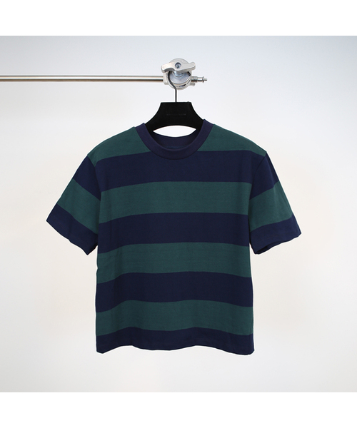 GOZER(ゴーザー)の「WANG STRIPE HALF T-SHIRT_GREEN(Tシャツ/カットソー・メンズ・グリーン・MEDIUM/LARGE/X-LARGE)」の1枚目の写真