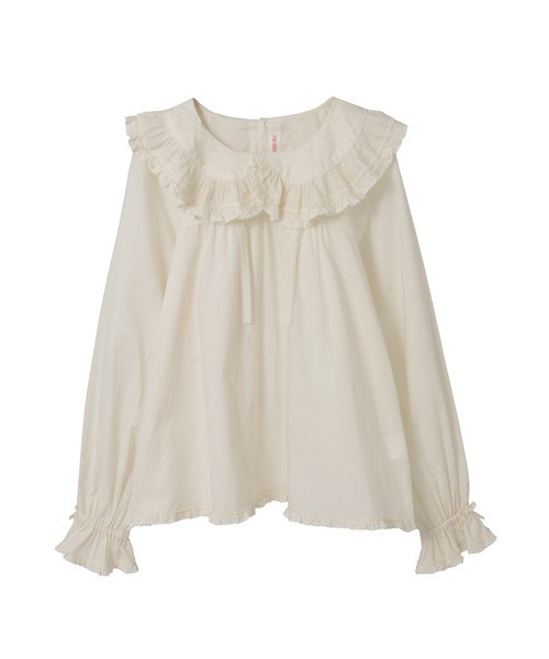 PINK HOUSE（ピンクハウス）の「フリル襟付きローンブラウス（シャツ/ブラウス・レディース・レッド/グリーン/キナリ/チョコ/ブラック・フリー）」の2枚目の写真