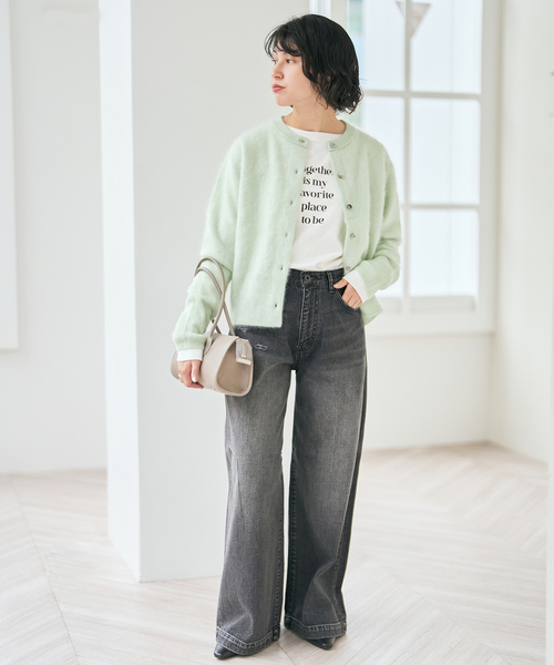 Spick & Span(スピックアンドスパン)の「ファーカシミヤクルーネックカーディガン(カーディガン/ボレロ・レディース・ベージュ/ライトグリーン/ブルー系その他・FREE)」の5枚目の写真