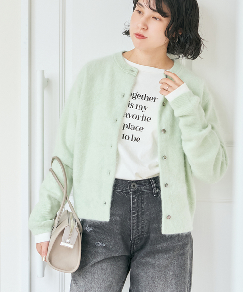 Spick & Span(スピックアンドスパン)の「ファーカシミヤクルーネックカーディガン(カーディガン/ボレロ・レディース・ベージュ/ライトグリーン/ブルー系その他・FREE)」の11枚目の写真