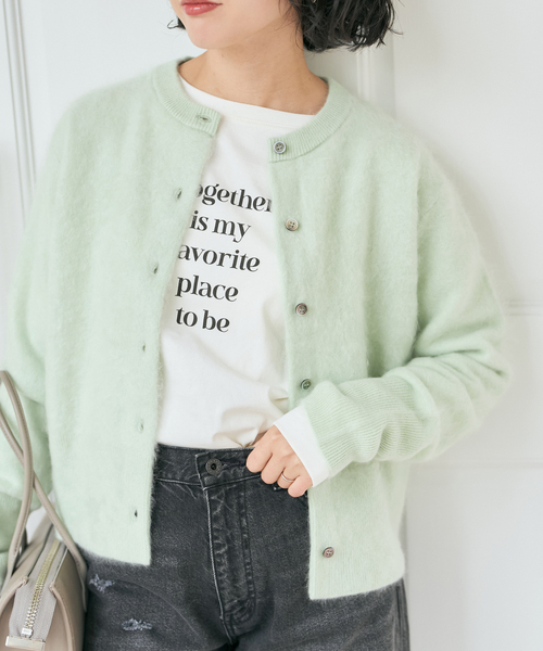 Spick & Span(スピックアンドスパン)の「ファーカシミヤクルーネックカーディガン(カーディガン/ボレロ・レディース・ベージュ/ライトグリーン/ブルー系その他・FREE)」の13枚目の写真