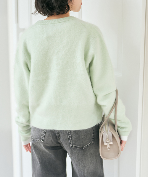 Spick & Span(スピックアンドスパン)の「ファーカシミヤクルーネックカーディガン(カーディガン/ボレロ・レディース・ベージュ/ライトグリーン/ブルー系その他・FREE)」の14枚目の写真