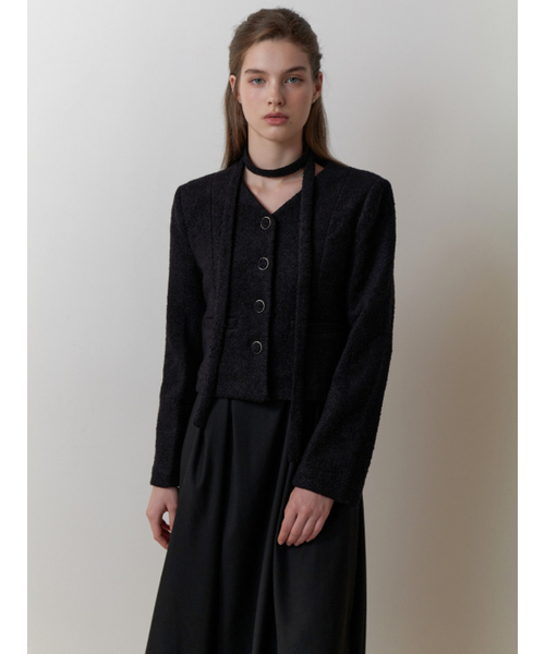 RE_L（リエル）の「Curd tweed jacket (black)（テーラードジャケット・レディース・その他・FREE）」の3枚目の写真