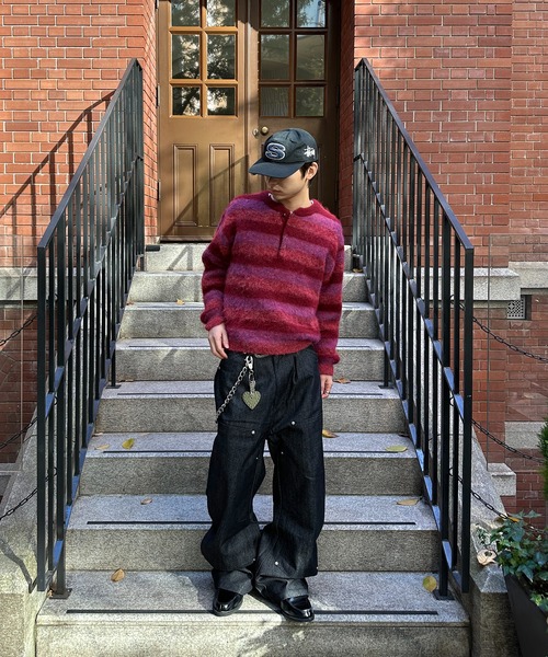 kutir(クティール)の「HENLEY NECK SILVER BUTTON BORDER KNIT/ヘンリーネックシルバーボタンボーダーニット(ニット/セーター・メンズ・ブラック/ボルドー/ブラウン・MEDIUM/LARGE)」の20枚目の写真