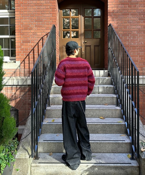 kutir(クティール)の「HENLEY NECK SILVER BUTTON BORDER KNIT/ヘンリーネックシルバーボタンボーダーニット(ニット/セーター・メンズ・ブラック/ボルドー/ブラウン・MEDIUM/LARGE)」の22枚目の写真