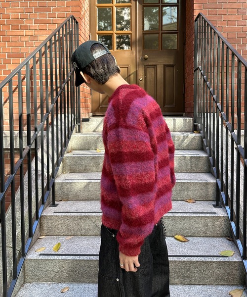 kutir(クティール)の「HENLEY NECK SILVER BUTTON BORDER KNIT/ヘンリーネックシルバーボタンボーダーニット(ニット/セーター・メンズ・ブラック/ボルドー/ブラウン・MEDIUM/LARGE)」の16枚目の写真
