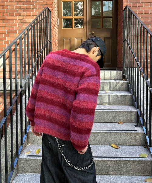 kutir(クティール)の「HENLEY NECK SILVER BUTTON BORDER KNIT/ヘンリーネックシルバーボタンボーダーニット(ニット/セーター・メンズ・ブラック/ボルドー/ブラウン・MEDIUM/LARGE)」の17枚目の写真