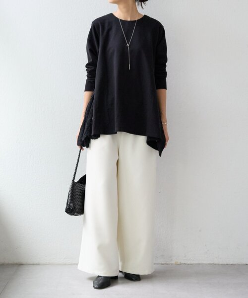 BEARDSLEY（ビアズリー）の「ダブルクロスウエストリブパンツ（その他パンツ・レディース・ブラック/アイボリー・1/2/0）」の12枚目の写真