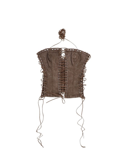 Jaded London(ジェイデッドロンドン)の「ODILE BLACK FAUX LEATHER LACE UP CORSET(その他トップス・レディース・ブラック/ブラウン・6/8)」の1枚目の写真