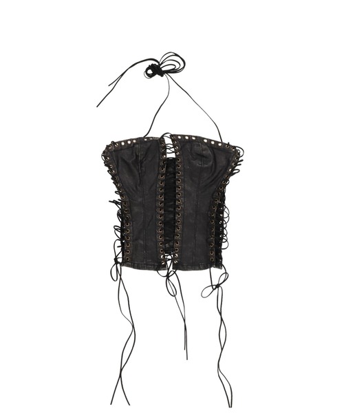 Jaded London(ジェイデッドロンドン)の「ODILE BLACK FAUX LEATHER LACE UP CORSET(その他トップス・レディース・ブラック/ブラウン・6/8)」の2枚目の写真