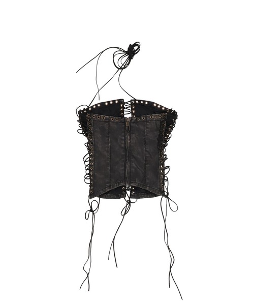 Jaded London(ジェイデッドロンドン)の「ODILE BLACK FAUX LEATHER LACE UP CORSET(その他トップス・レディース・ブラック/ブラウン・6/8)」の3枚目の写真