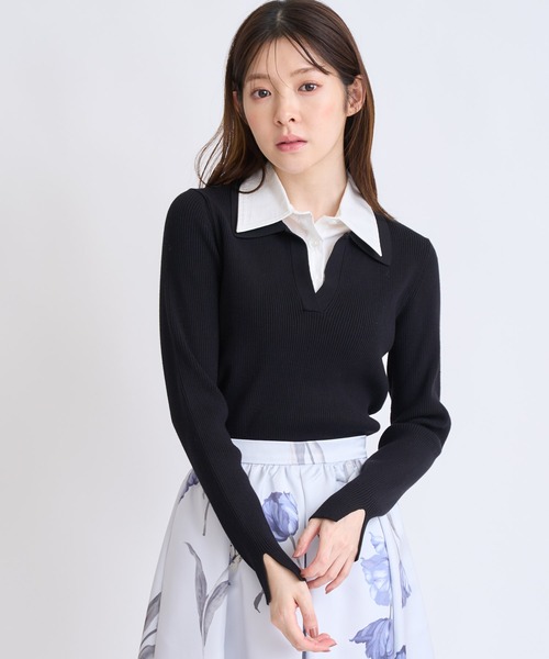 NOELA（ノエラ）の「ダブルカラードッキングニット（ニット/セーター・レディース・ブラック/グレー/キャメル・フリー）」の2枚目の写真