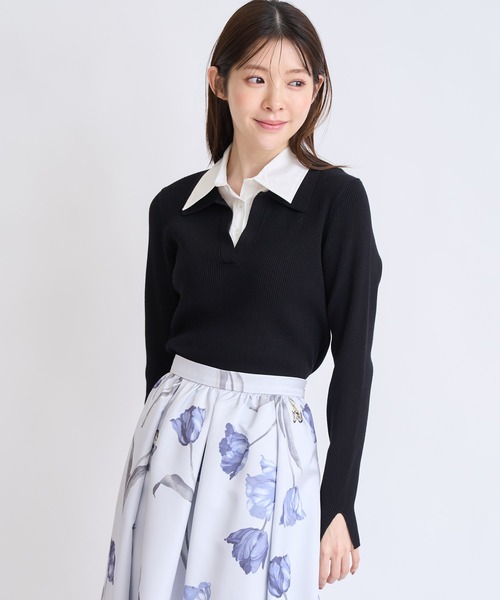 NOELA（ノエラ）の「ダブルカラードッキングニット（ニット/セーター・レディース・ブラック/グレー/キャメル・フリー）」の9枚目の写真