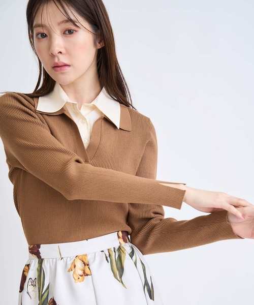 NOELA（ノエラ）の「ダブルカラードッキングニット（ニット/セーター・レディース・ブラック/グレー/キャメル・フリー）」の19枚目の写真