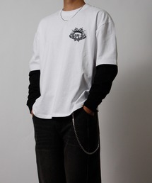 RUSS-K（ラスケー）の「【RUSS-K/ラスケー】2026新作 トライバルデザイン 刺繍 フェイクレイヤードロンT 長袖Tシャツ（Tシャツ/カットソー）」