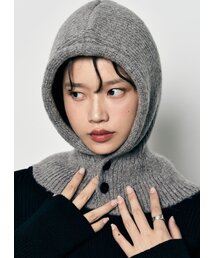 jichoi バラクラバ 24AW BALACLAVAグレー ニット帽 スリーブ リラックスドニットバラクラバ [ブラック]（ニットキャップ/ビーニー