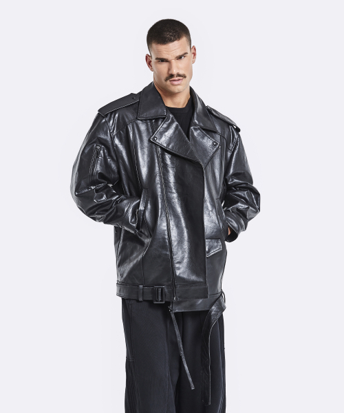 51%（フィフティーワンパーセント）の「Oversized rider jacket - Black（ライダースジャケット・メンズ・その他・FREE）」の6枚目の写真