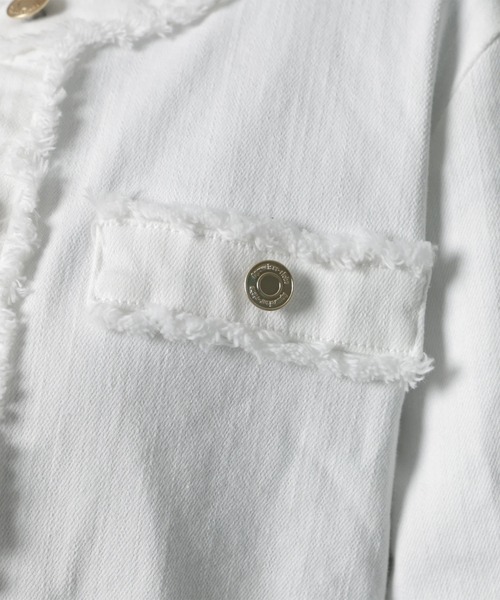 Apuweiser-riche（アプワイザーリッシェ）の「トラッドノーカラーデニムジャケット（その他アウター・レディース・オフホワイト/ピンク・2/1）」の14枚目の写真