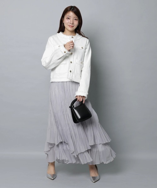 Apuweiser-riche（アプワイザーリッシェ）の「トラッドノーカラーデニムジャケット（その他アウター・レディース・オフホワイト/ピンク・2/1）」の18枚目の写真