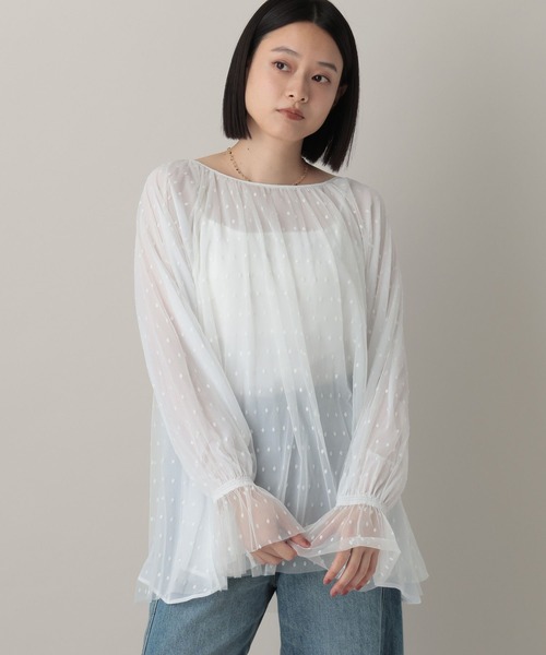 A part by(アパートバイ)の「チュールドットブラウス(シャツ/ブラウス・レディース・ライトグレー/ブラック/オフホワイト・FREE)」の1枚目の写真