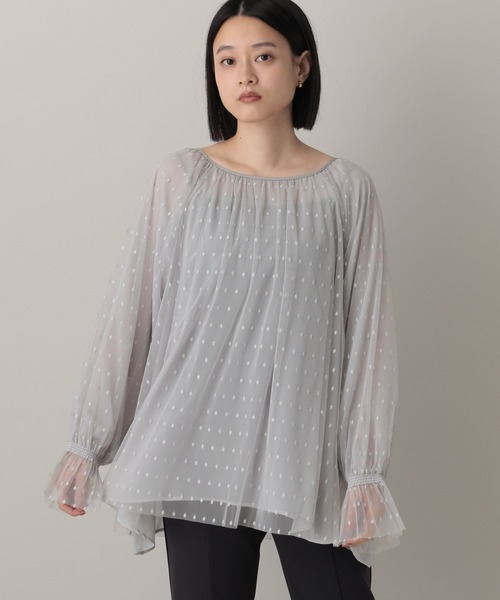 A part by(アパートバイ)の「チュールドットブラウス(シャツ/ブラウス・レディース・ライトグレー/ブラック/オフホワイト・FREE)」の3枚目の写真