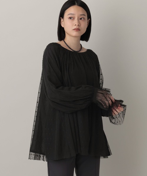 A part by(アパートバイ)の「チュールドットブラウス(シャツ/ブラウス・レディース・ライトグレー/ブラック/オフホワイト・FREE)」の2枚目の写真