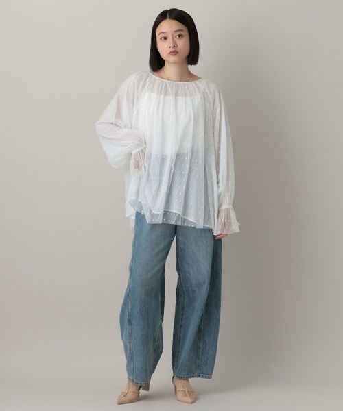 A part by(アパートバイ)の「チュールドットブラウス(シャツ/ブラウス・レディース・ライトグレー/ブラック/オフホワイト・FREE)」の4枚目の写真