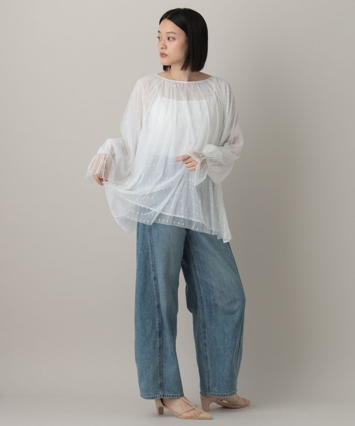 A part by(アパートバイ)の「チュールドットブラウス(シャツ/ブラウス・レディース・ライトグレー/ブラック/オフホワイト・FREE)」の5枚目の写真