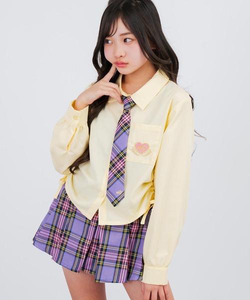 ANAP GｉRL（アナップガール）の「刺繍入サイドシャーリングシャツ（シャツ/ブラウス・キッズ・ホワイト/ライトブルー/イエロー・XS/M/S）」の3枚目の写真