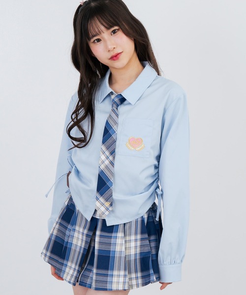 ANAP GｉRL（アナップガール）の「刺繍入サイドシャーリングシャツ（シャツ/ブラウス・キッズ・ホワイト/ライトブルー/イエロー・XS/M/S）」の2枚目の写真