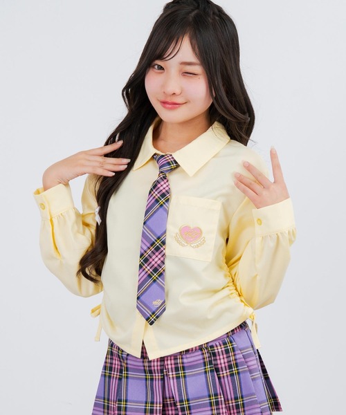 ANAP GｉRL（アナップガール）の「刺繍入サイドシャーリングシャツ（シャツ/ブラウス・キッズ・ホワイト/ライトブルー/イエロー・XS/M/S）」の14枚目の写真