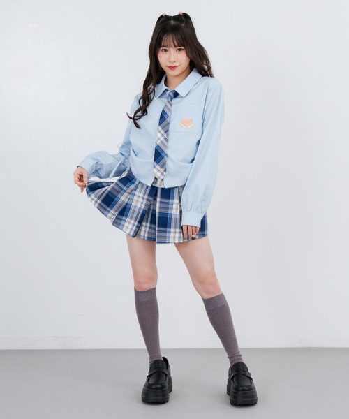 ANAP GｉRL（アナップガール）の「刺繍入サイドシャーリングシャツ（シャツ/ブラウス・キッズ・ホワイト/ライトブルー/イエロー・XS/M/S）」の12枚目の写真