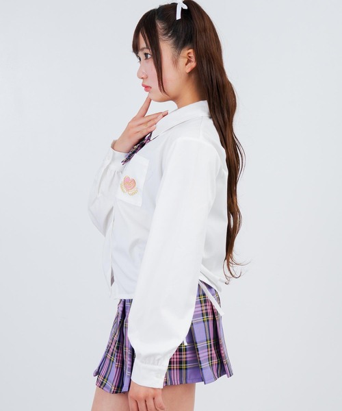 ANAP GｉRL（アナップガール）の「刺繍入サイドシャーリングシャツ（シャツ/ブラウス・キッズ・ホワイト/ライトブルー/イエロー・XS/M/S）」の6枚目の写真