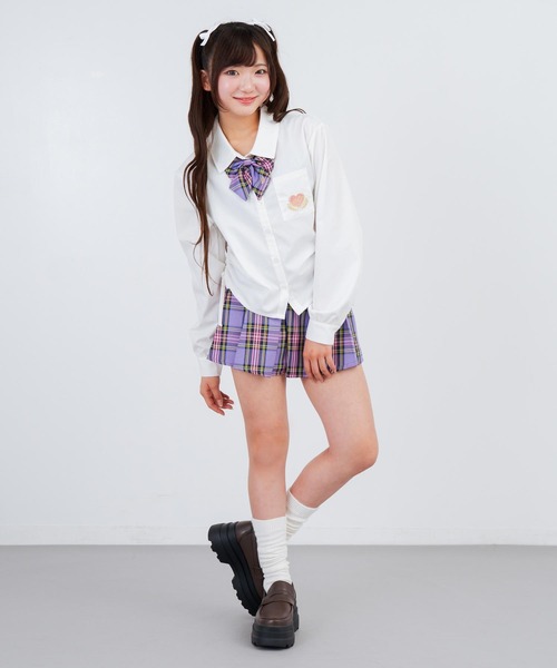 ANAP GｉRL（アナップガール）の「刺繍入サイドシャーリングシャツ（シャツ/ブラウス・キッズ・ホワイト/ライトブルー/イエロー・XS/M/S）」の8枚目の写真