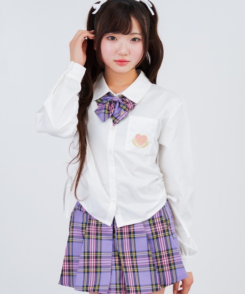 ANAP GｉRL（アナップガール）の「刺繍入サイドシャーリングシャツ（シャツ/ブラウス・キッズ・ホワイト/ライトブルー/イエロー・XS/M/S）」の5枚目の写真