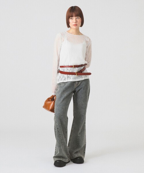 Ray BEAMS（レイビームス）の「レース テープ キリカエ Tシャツ（Tシャツ/カットソー・レディース・オフホワイト/ブラック・ONE SIZE）」の3枚目の写真