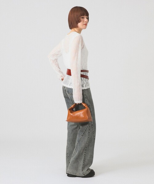 Ray BEAMS（レイビームス）の「レース テープ キリカエ Tシャツ（Tシャツ/カットソー・レディース・オフホワイト/ブラック・ONE SIZE）」の4枚目の写真