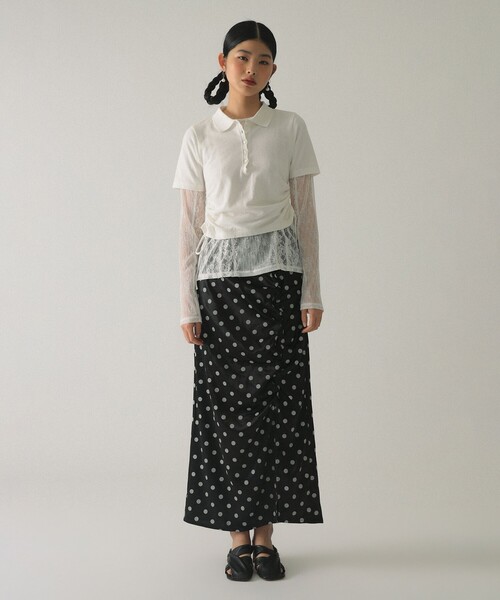 Ray BEAMS（レイビームス）の「レース テープ キリカエ Tシャツ（Tシャツ/カットソー・レディース・オフホワイト/ブラック・ONE SIZE）」の7枚目の写真