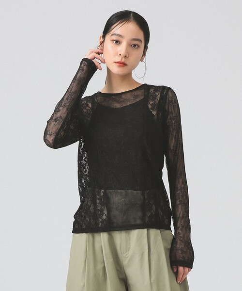 Ray BEAMS（レイビームス）の「レース テープ キリカエ Tシャツ（Tシャツ/カットソー・レディース・オフホワイト/ブラック・ONE SIZE）」の12枚目の写真