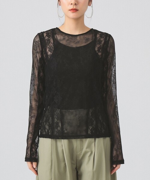 Ray BEAMS（レイビームス）の「レース テープ キリカエ Tシャツ（Tシャツ/カットソー・レディース・オフホワイト/ブラック・ONE SIZE）」の14枚目の写真