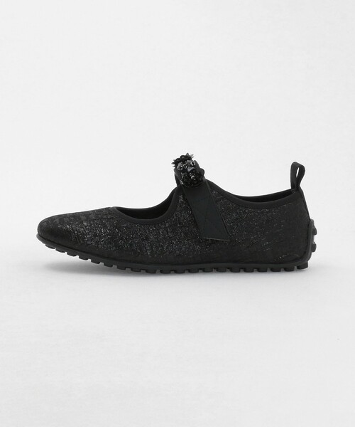 SY UNITED ARROWS(シーユナイテッドアローズ)の「<SY>フラワービジューベルクロメタリック フラット20↑(バレエシューズ・レディース・ブラック/シルバー・24cm/24.5cm/23.5cm/22cm/22.5cm/23cm/25cm)」の2枚目の写真