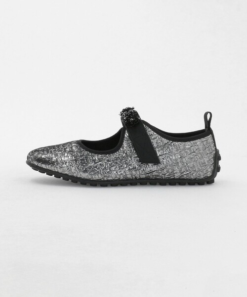 SY UNITED ARROWS(シーユナイテッドアローズ)の「<SY>フラワービジューベルクロメタリック フラット20↑(バレエシューズ・レディース・ブラック/シルバー・24cm/24.5cm/23.5cm/22cm/22.5cm/23cm/25cm)」の4枚目の写真