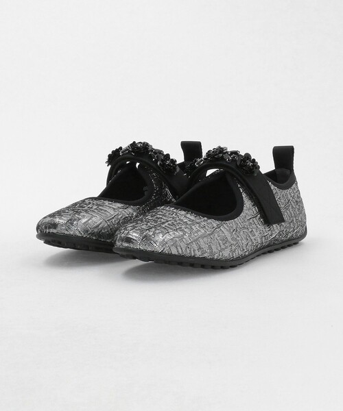 SY UNITED ARROWS(シーユナイテッドアローズ)の「<SY>フラワービジューベルクロメタリック フラット20↑(バレエシューズ・レディース・ブラック/シルバー・24cm/24.5cm/23.5cm/22cm/22.5cm/23cm/25cm)」の5枚目の写真