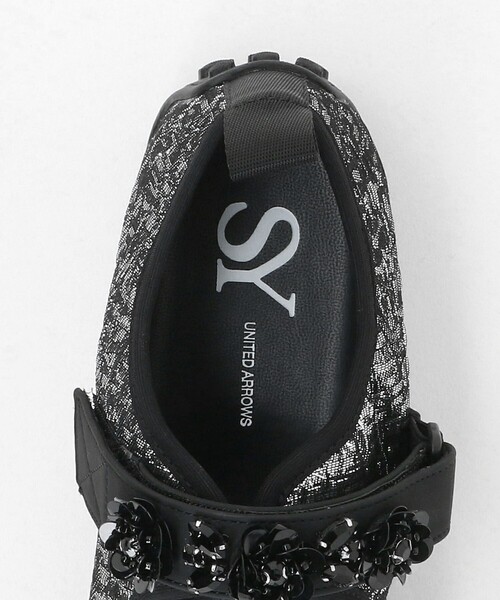 SY UNITED ARROWS(シーユナイテッドアローズ)の「<SY>フラワービジューベルクロメタリック フラット20↑(バレエシューズ・レディース・ブラック/シルバー・24cm/24.5cm/23.5cm/22cm/22.5cm/23cm/25cm)」の9枚目の写真