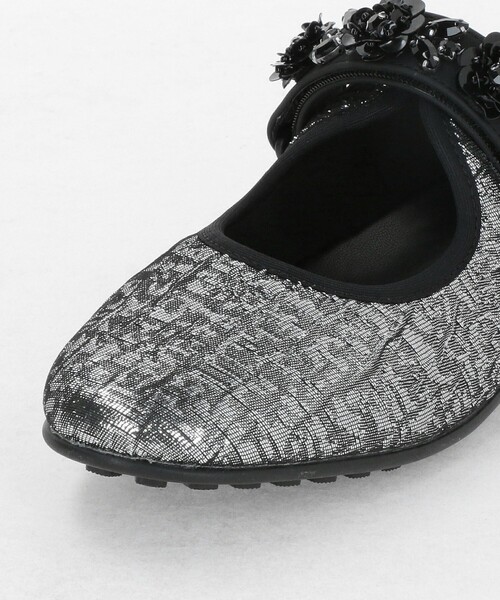 SY UNITED ARROWS(シーユナイテッドアローズ)の「<SY>フラワービジューベルクロメタリック フラット20↑(バレエシューズ・レディース・ブラック/シルバー・24cm/24.5cm/23.5cm/22cm/22.5cm/23cm/25cm)」の10枚目の写真